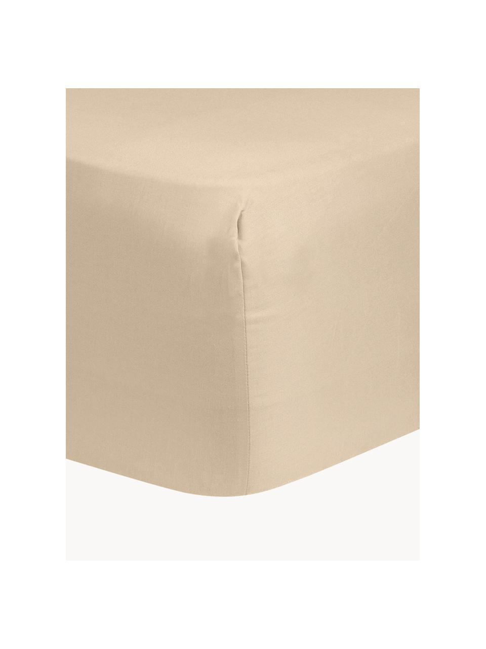 Lenzuolo con angoli boxspring in raso di cotone Comfort, Taupe, Larg. 140 x Lung. 200 cm
