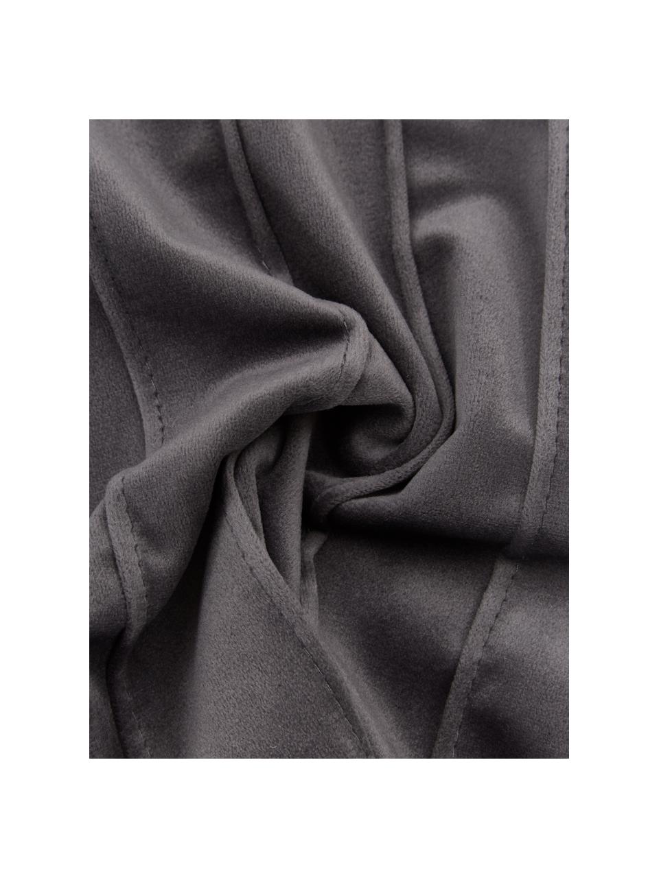 Federa arredo in velluto grigio scuro con motivo strutturato Lola, Velluto (100% poliestere), Grigio, Larg. 40 x Lung. 40 cm