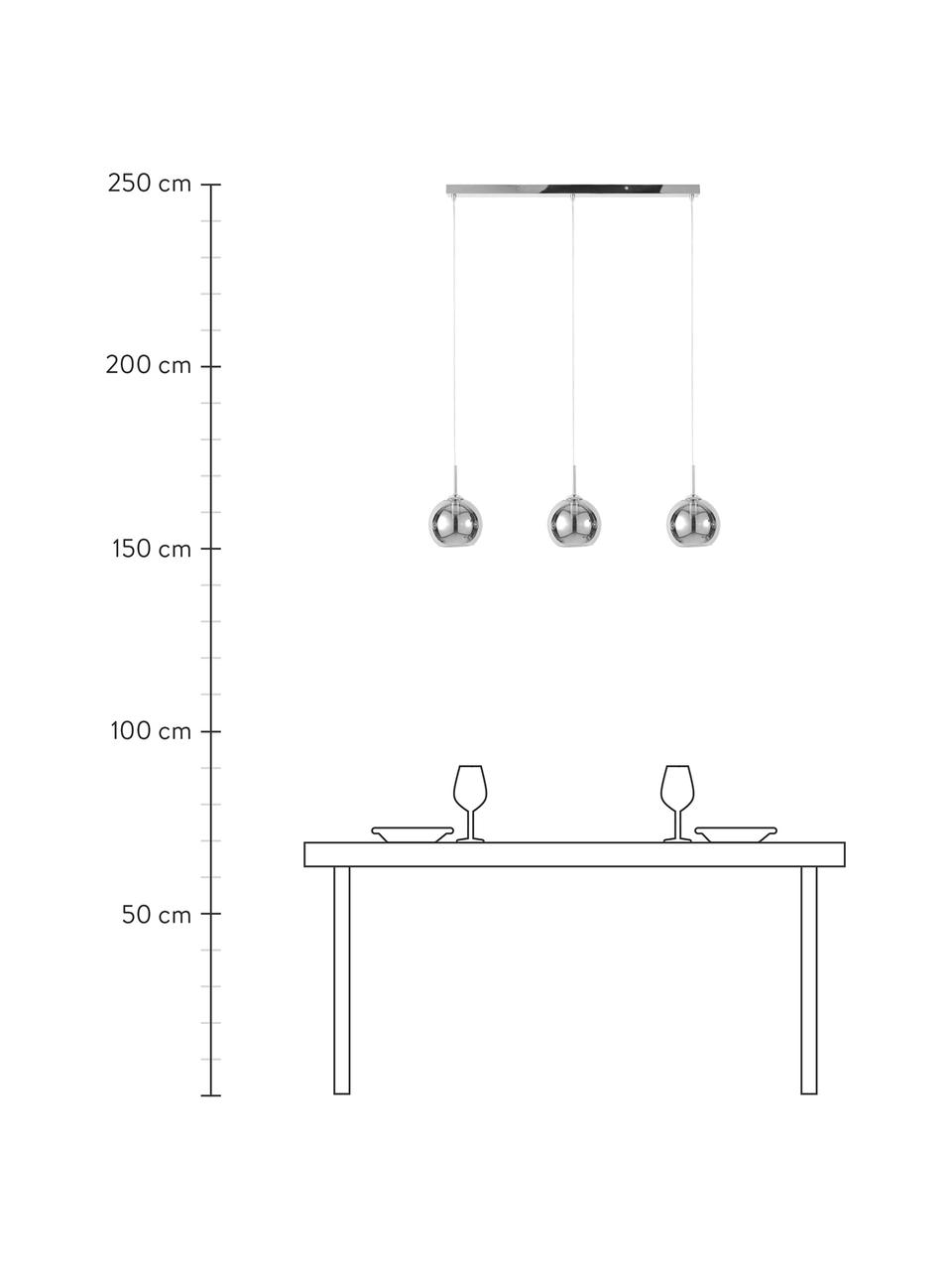 Grande suspension 3 lampes chrome Hamilton, Gris, larg. 81 x haut. 13 cm