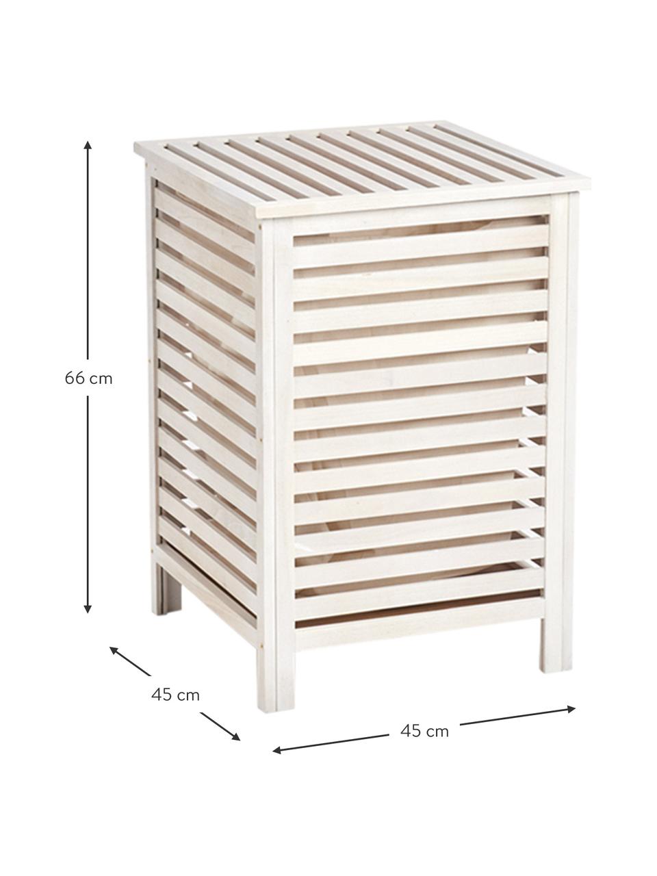 Panier à linge en bois avec housse en tissu Walna, Blanc, larg. 45 x haut. 66 cm