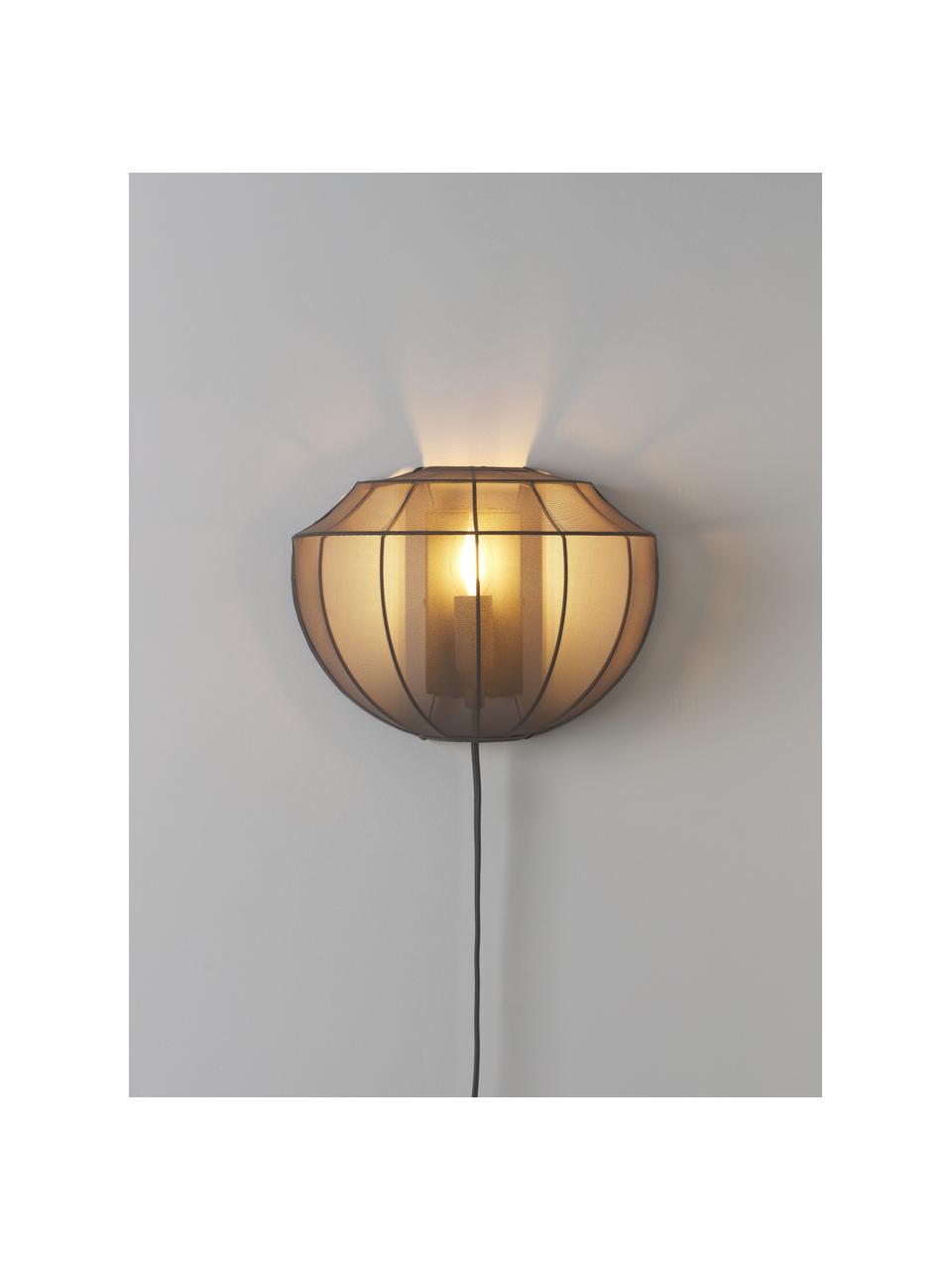 Wandlamp Beau van netstof met stekker, Lampenkap: textiel, Baldakijn: gepoedercoat metaal, Grijs, B 30 x H 22 cm