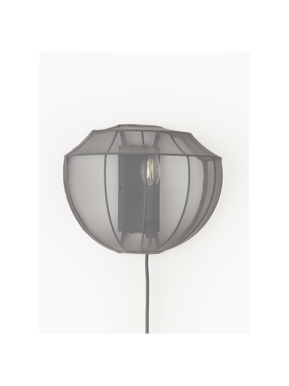 Wandlamp Beau van netstof met stekker, Lampenkap: textiel, Baldakijn: gepoedercoat metaal, Grijs, B 30 x H 22 cm