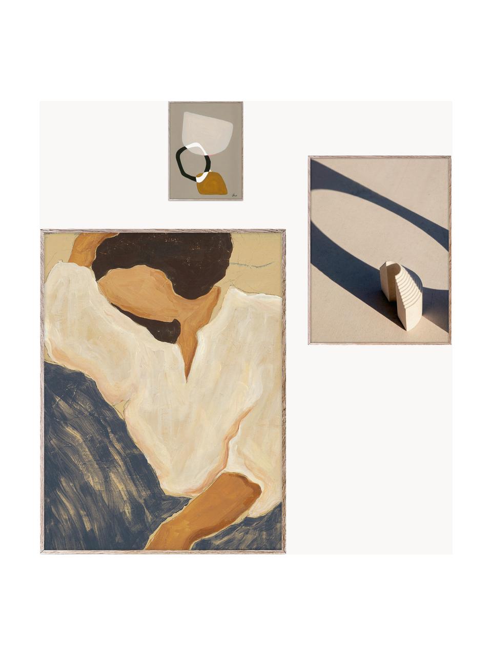 Set 3 poster con cornice Artwall no. 01, Cornice: legno di pino, Tonalità beige, multicolore, Set in varie misure