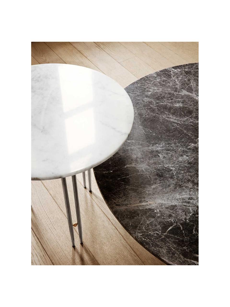 Tavolino da salotto rotondo in marmo IOI, Ø 100 cm, Struttura: acciaio laccato, Grigio scuro marmorizzato, nero, Ø 100 cm
