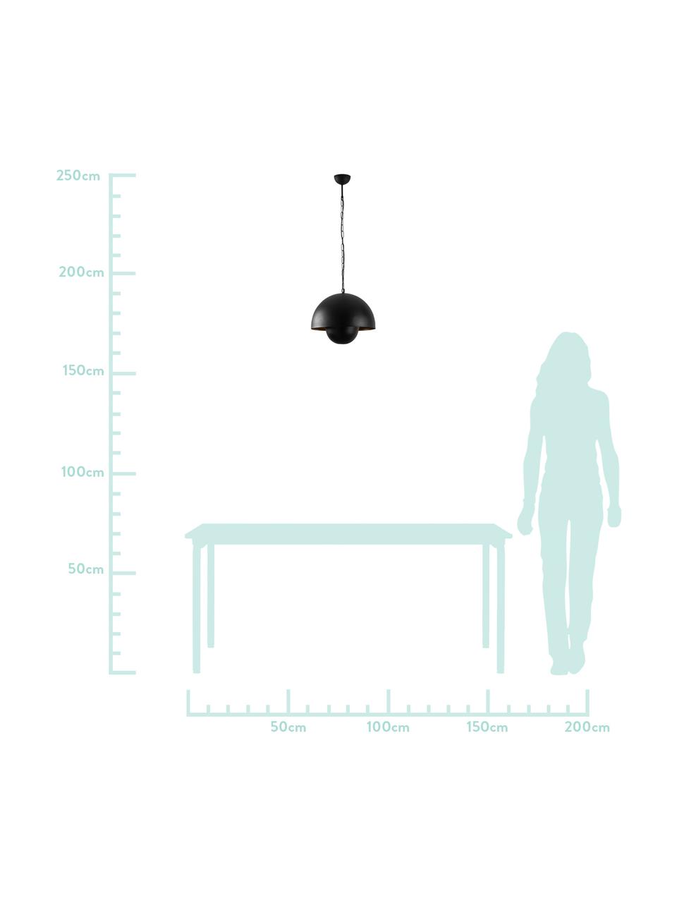 Hanglamp Yanigara in industrieel design, Lampenkap: gecoat metaal, Baldakijn: gecoat metaal, Zwart, Ø 30 x H 86 cm