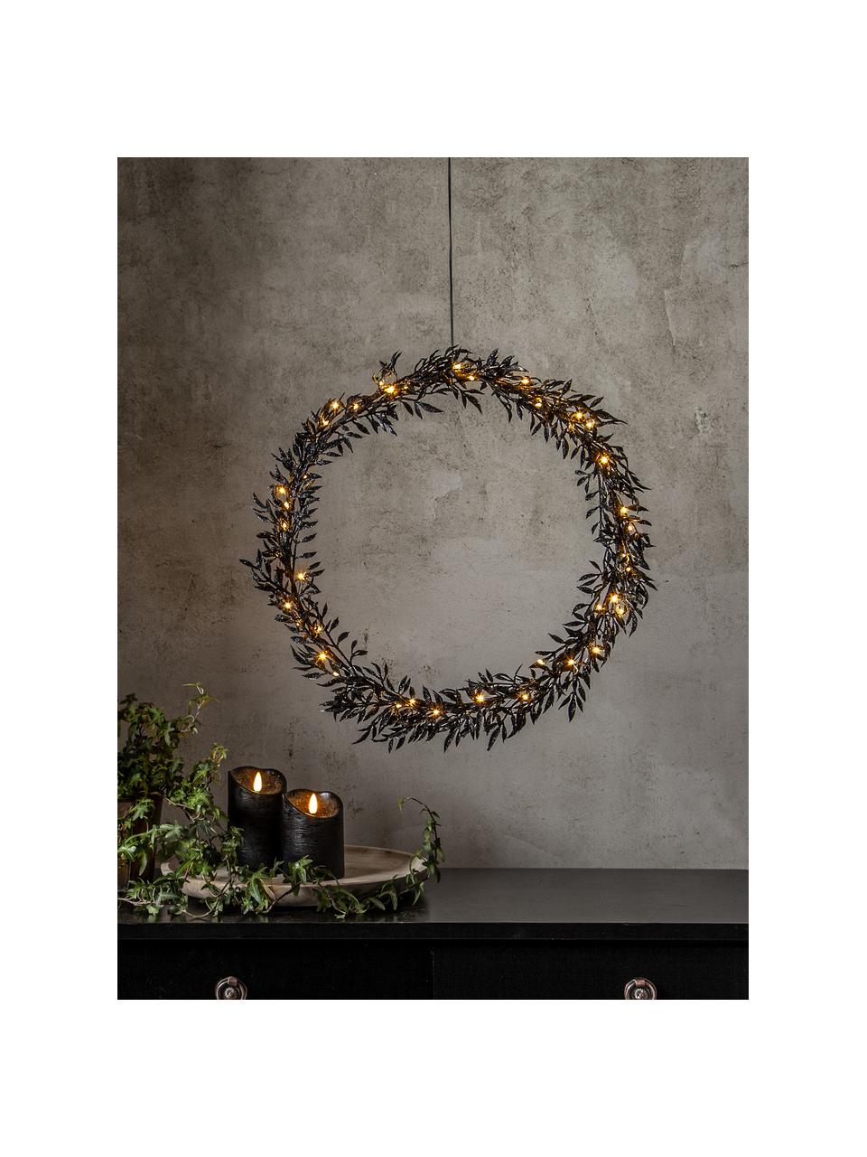 Beleuchteter Weihnachtskranz Elegant mit Timerfunktion, Metall, beschichtet, Schwarz, Ø 44 cm