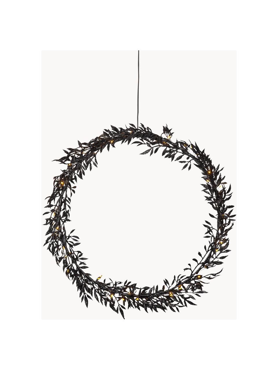Beleuchteter Weihnachtskranz Elegant mit Timerfunktion, Metall, beschichtet, Schwarz, Ø 44 cm