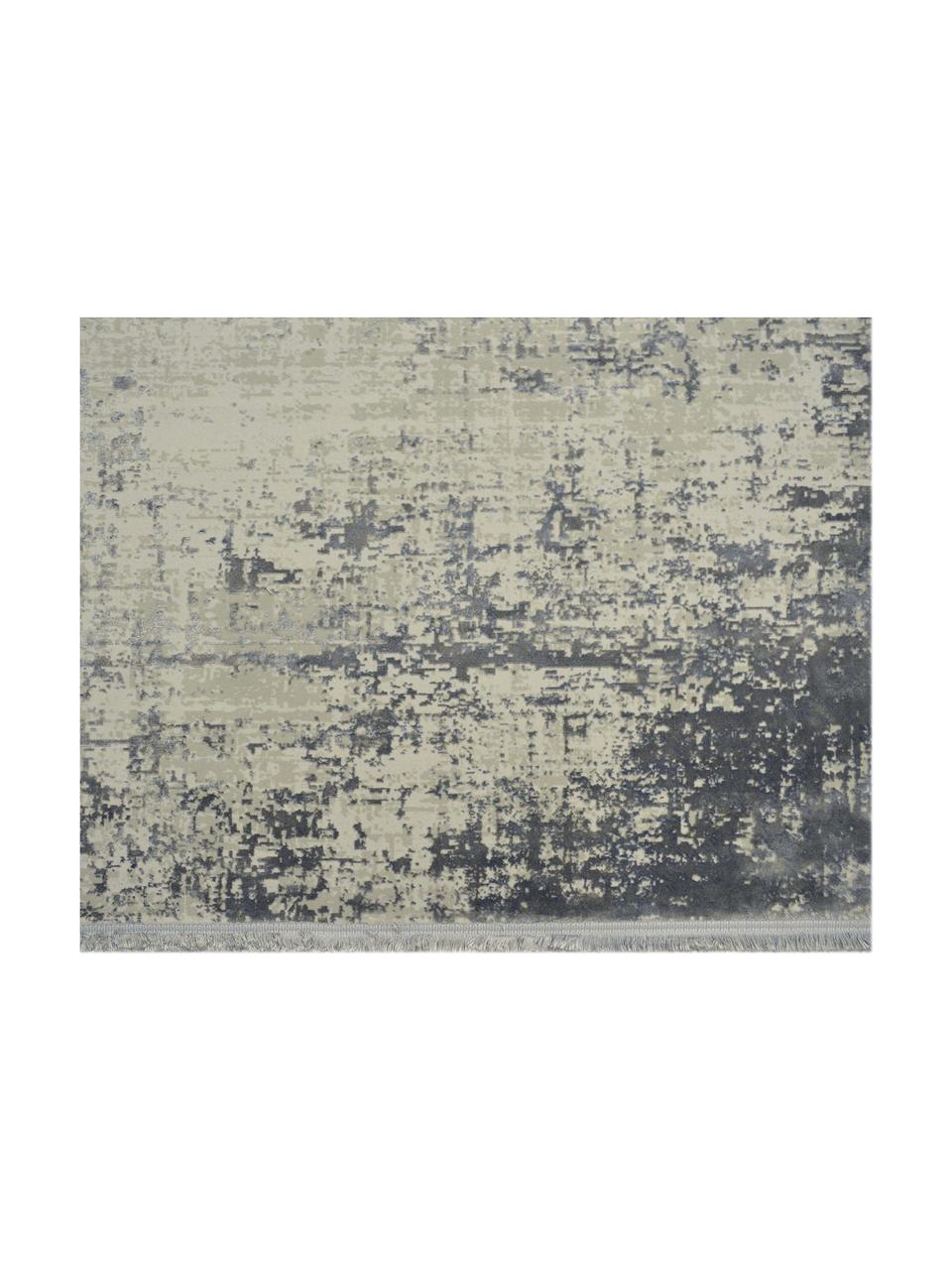 Kleiner Teppich Cordoba, Flor: 70% Acryl, 30% Viskose, Hellgrau, Dunkelgrau, 80 x 150 cm