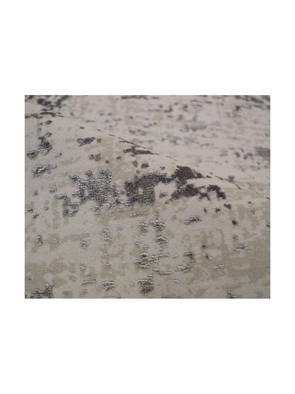 Tappeto vintage con frange effetto lucido Cordoba, Retro: 100% cotone, Tonalità grigie con le sfumature viola, Larg. 80 x Lung. 150 cm (taglia XS)