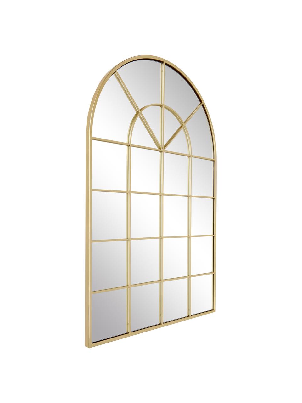 Nástenné zrkadlo s kovovým rámom vo vzhľade okna Clarita, Odtiene zlatej