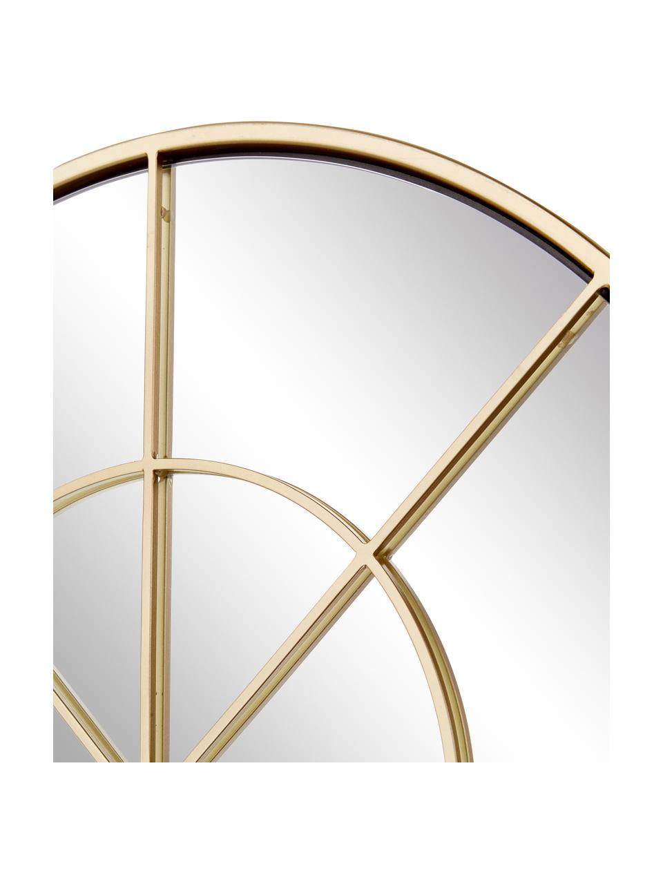 Wandspiegel Clarita in Fensteroptik mit goldenem Metallrahmen, Rahmen: Metall, beschichtet, Rückseite: Mitteldichte Holzfaserpla, Spiegelfläche: Spiegelglas, Goldfarben, 60 x 90 cm