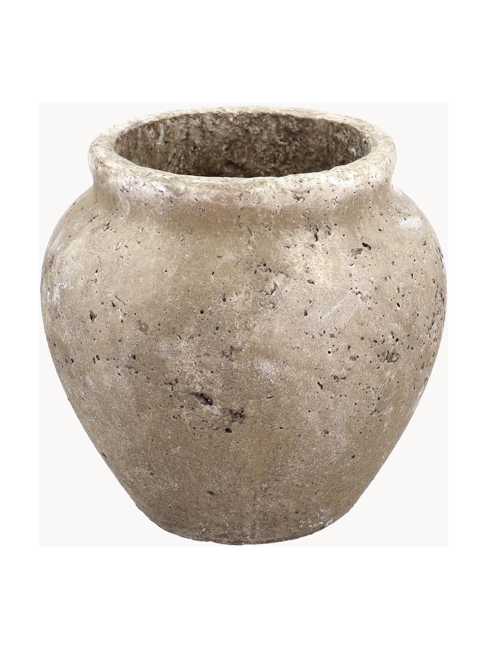 Plantenpot Loev van cement met antieke afwerking, Cement, Beige, Ø 20 x H 19 cm