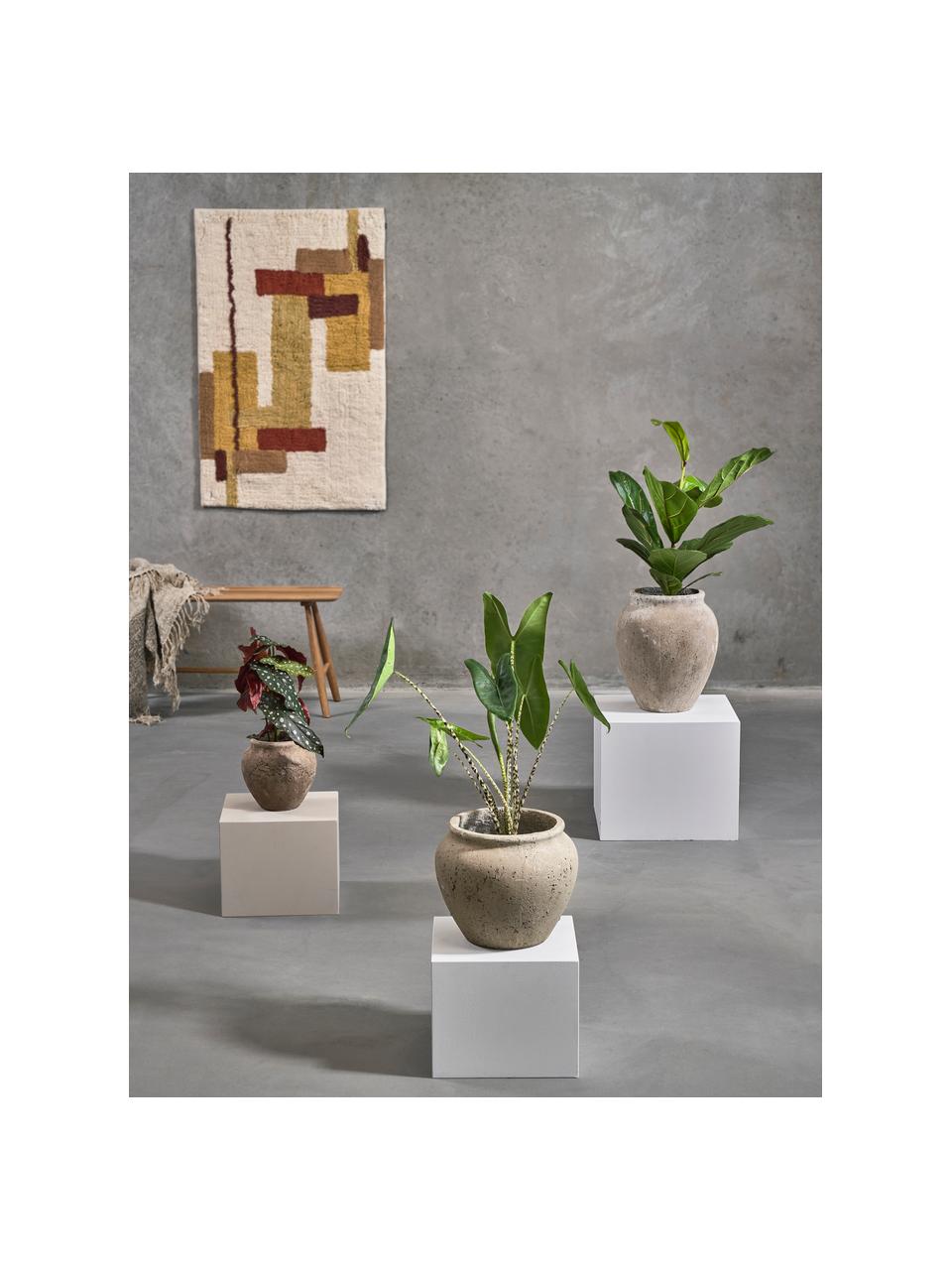 Plantenpot Loev van cement met antieke afwerking, Cement, Beige, Ø 20 x H 19 cm