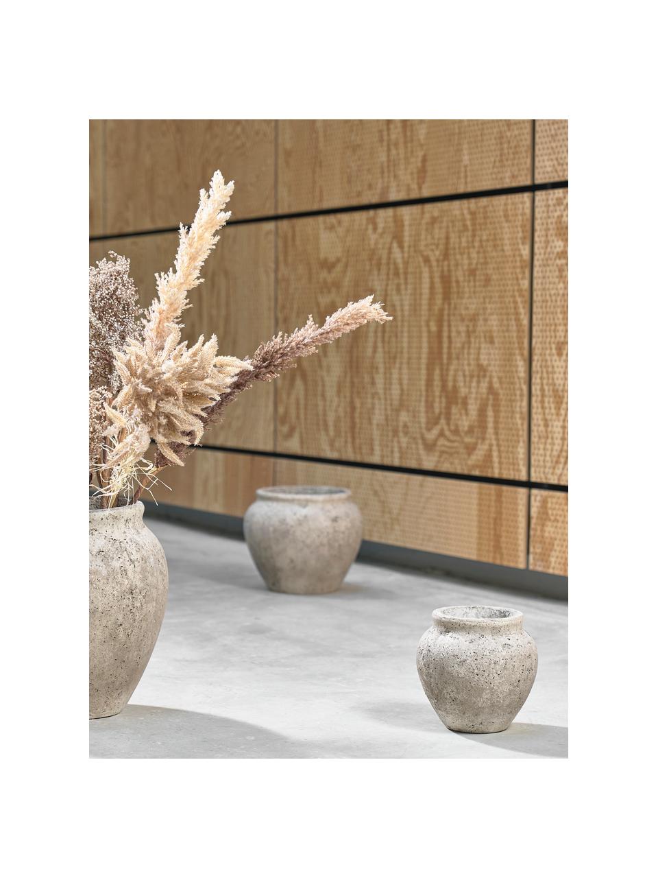 Plantenpot Loev van cement met antieke afwerking, Cement, Beige, Ø 20 x H 19 cm