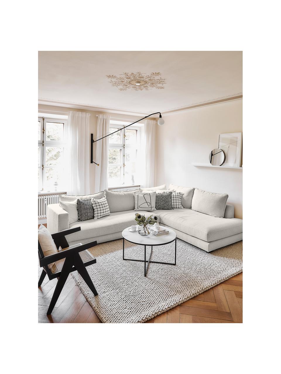 Divano angolare Tribeca, Rivestimento: 100% poliestere Il rivest, Struttura: legno di pino massiccio, Piedini: legno massiccio di faggio, Tessuto beige, Larg. 315 x Prof. 228 cm, chaise-longue a destra