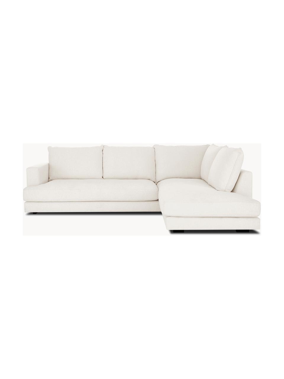Hoekbank Tribeca, Bekleding: 100% polyester Met 25.000, Frame: massief grenenhout, Poten: massief gelakt beukenhout, Geweven stof crèmewit, B 274 x D 192 cm, hoekdeel rechts
