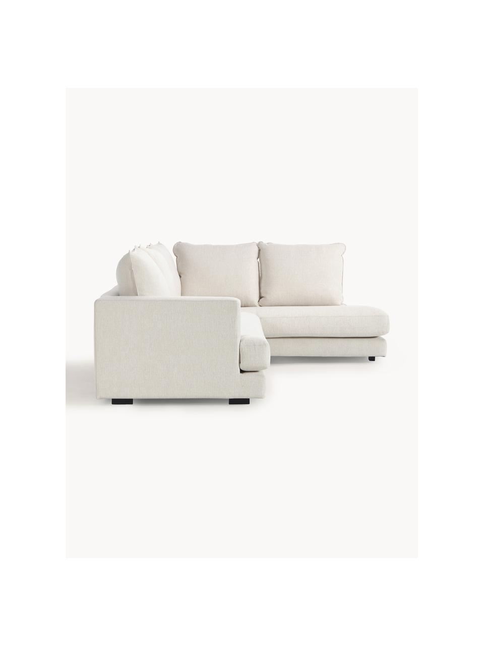 Divano angolare Tribeca, Rivestimento: 100% poliestere Il rivest, Struttura: legno di pino massiccio, Piedini: legno massiccio di faggio, Tessuto crema, Larg. 274 x Prof. 192 cm, chaise-longue a destra