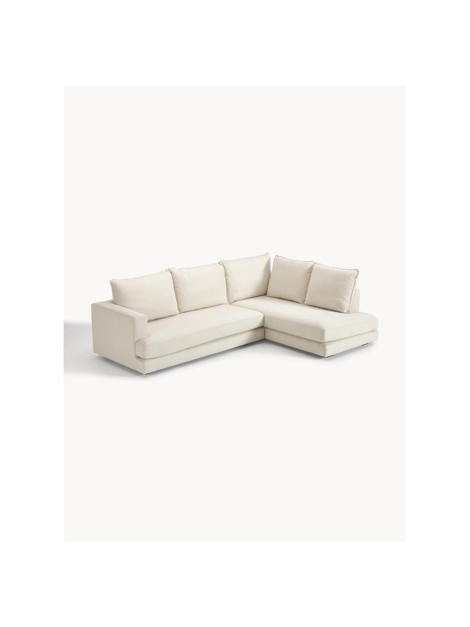 Ecksofa Tribeca, Bezug: 100 % Polyester Der hochw, Gestell: Massives Kiefernholz, Füße: Massives Buchenholz, lack, Webstoff Cremeweiß, B 274 x T 192 cm, Eckteil rechts