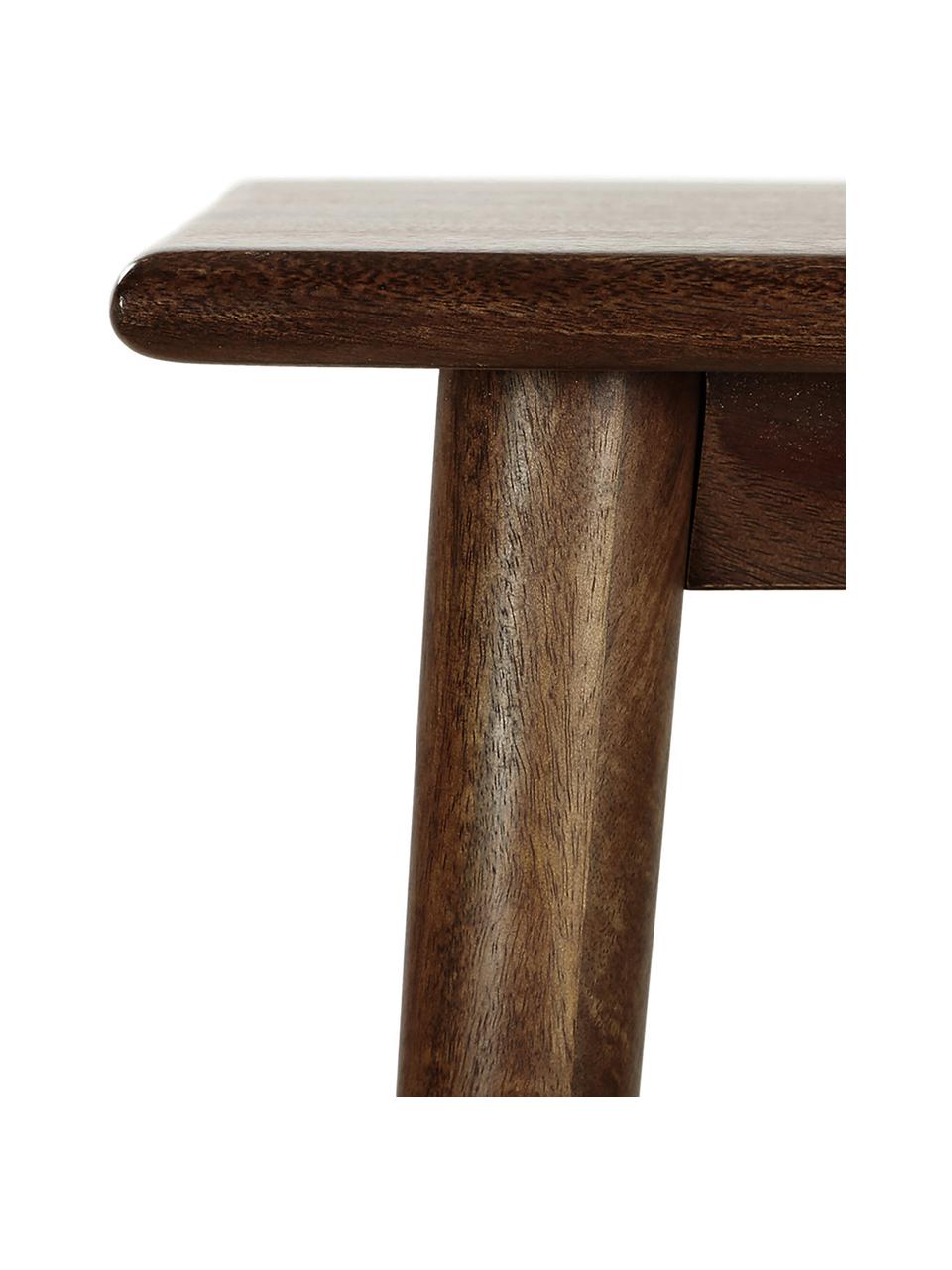 Konsola z litego drewna mangowego Oscar, Lite drewno mangowe, lakierowane, Ciemny brązowy, S 110 x W 75 cm