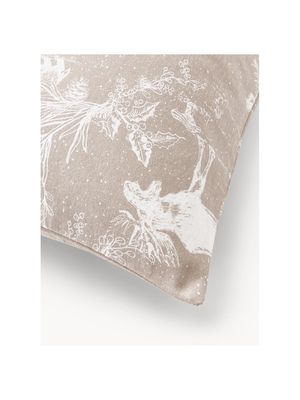 Flanell-Kopfkissenbezug Animal Toile, Webart: Flanell Flanell ist ein k, Beige, gemustert, B 40 x L 80 cm