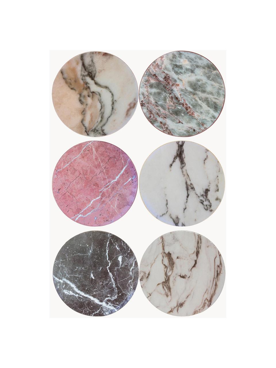 Sous-verres aspect marbre Cara, 6 élém., Liège, enduit, Multicolore, aspect marbre, Ø 10 cm