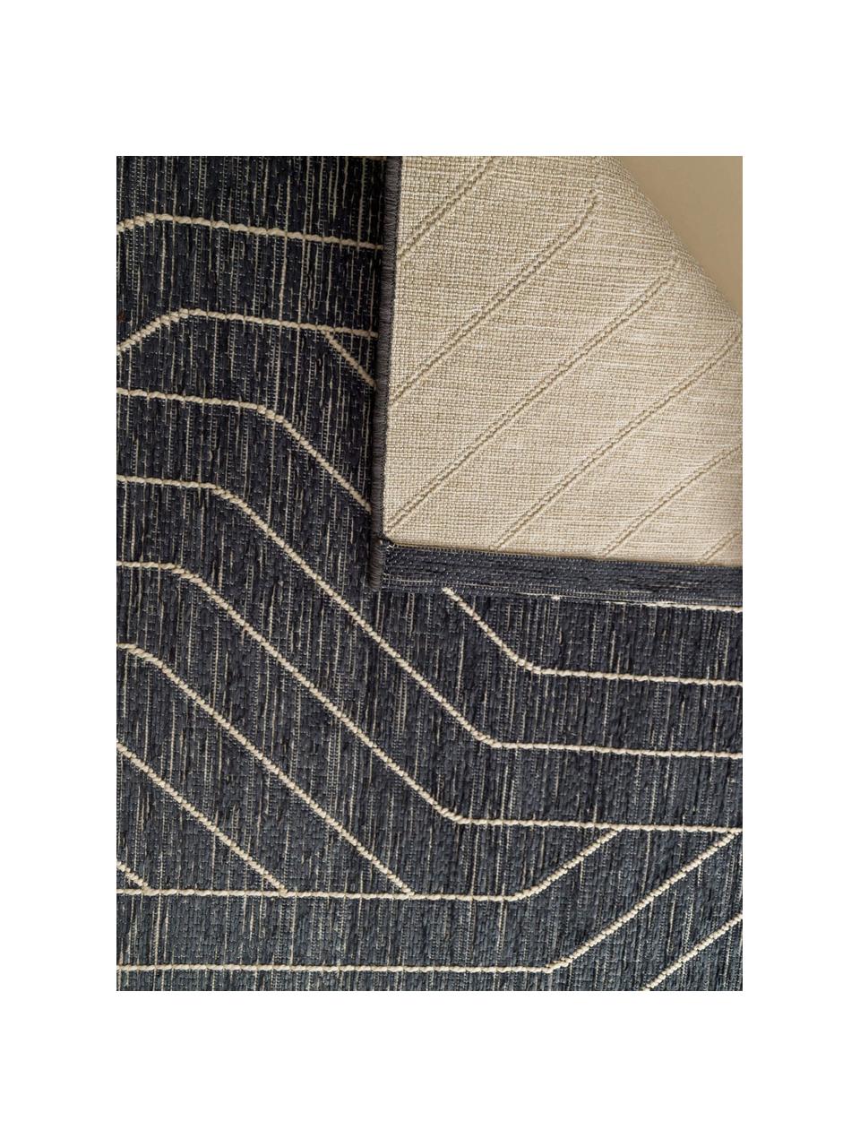 Tapis extérieur aspect velours Rhythm, 100 % polypropylène, Bleu foncé, larg. 115 x long. 170 (taille S)