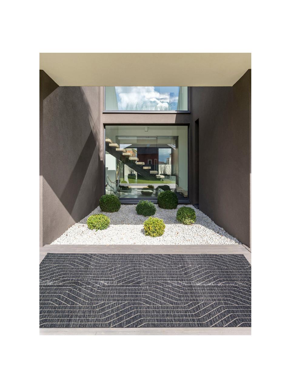 Alfombra de interior/exterior look terciopelo Rhythm, 100% polipropileno, Azul oscuro, An 115 x L 170 (Tamaño S)