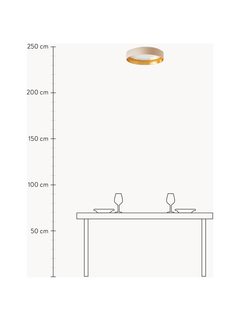 LED-Deckenleuchte Mallory, Rahmen: Metall, lackiert, Diffusorscheibe: Kunststoff, Beige, Goldfarben, Ø 41 x H 10 cm