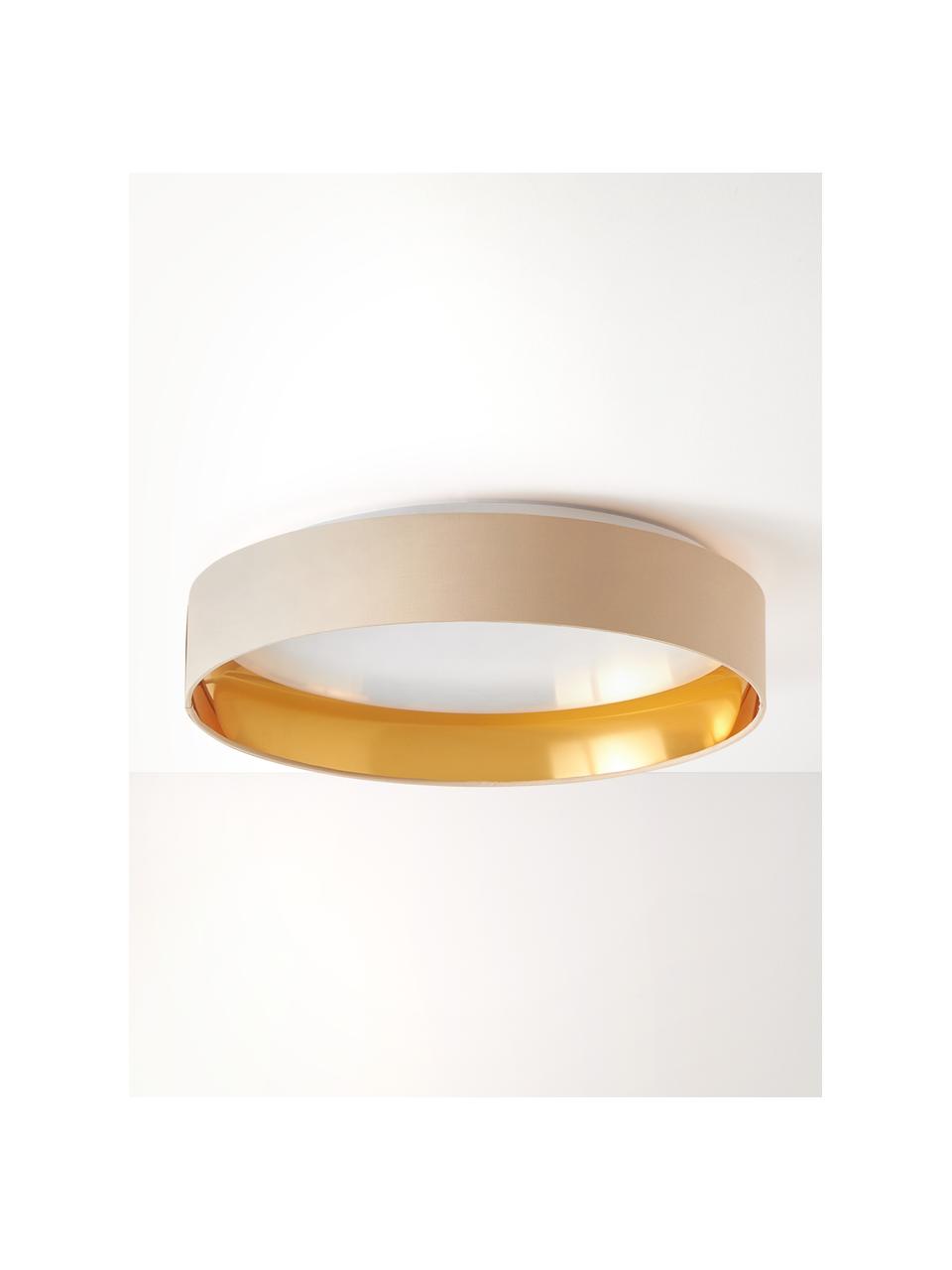 LED-Deckenleuchte Mallory, Rahmen: Metall, lackiert, Diffusorscheibe: Kunststoff, Beige, Goldfarben, Ø 41 x H 10 cm