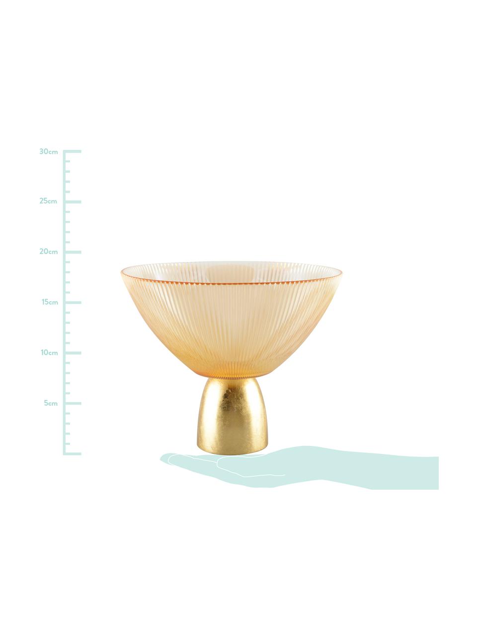 Bol decorativo Luster, Vidrio, metal, Ámbar transparente, dorado, Ø 22 cm