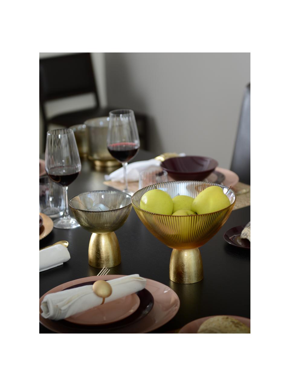Decoratieve schaal Luster, Glas, metaal, Amberkleurig, transparant, goudkleurig, Ø 22 cm