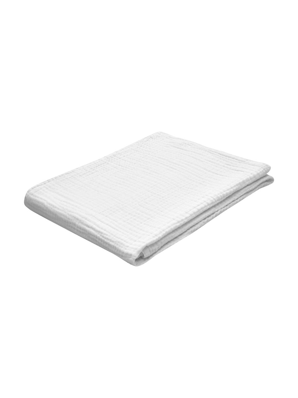 Couvre-lit mousseline de coton bio blanc Candela, Coton bio 100 %, certifié GOTS, Blanc, larg. 150 x long. 250 cm (pour lits jusqu'à 100 x 200 cm)
