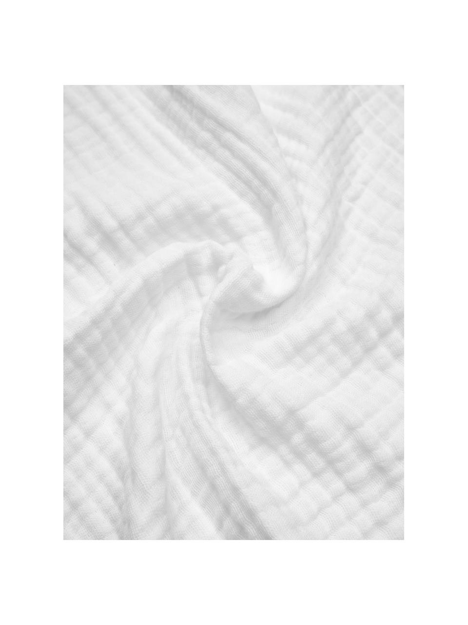 Mušelínový přehoz z organické bavlny Candela, 100 % bio bavlna, s certifikátem GOTS, Bílá, Š 150 cm, D 250 cm (pro postele s rozměry až 100 x 200 cm)