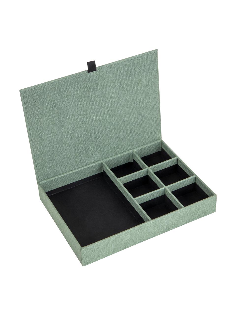 Coffret à bijoux Precious, Carton rigide, Vert sauge, larg. 27 x prof. 19 cm