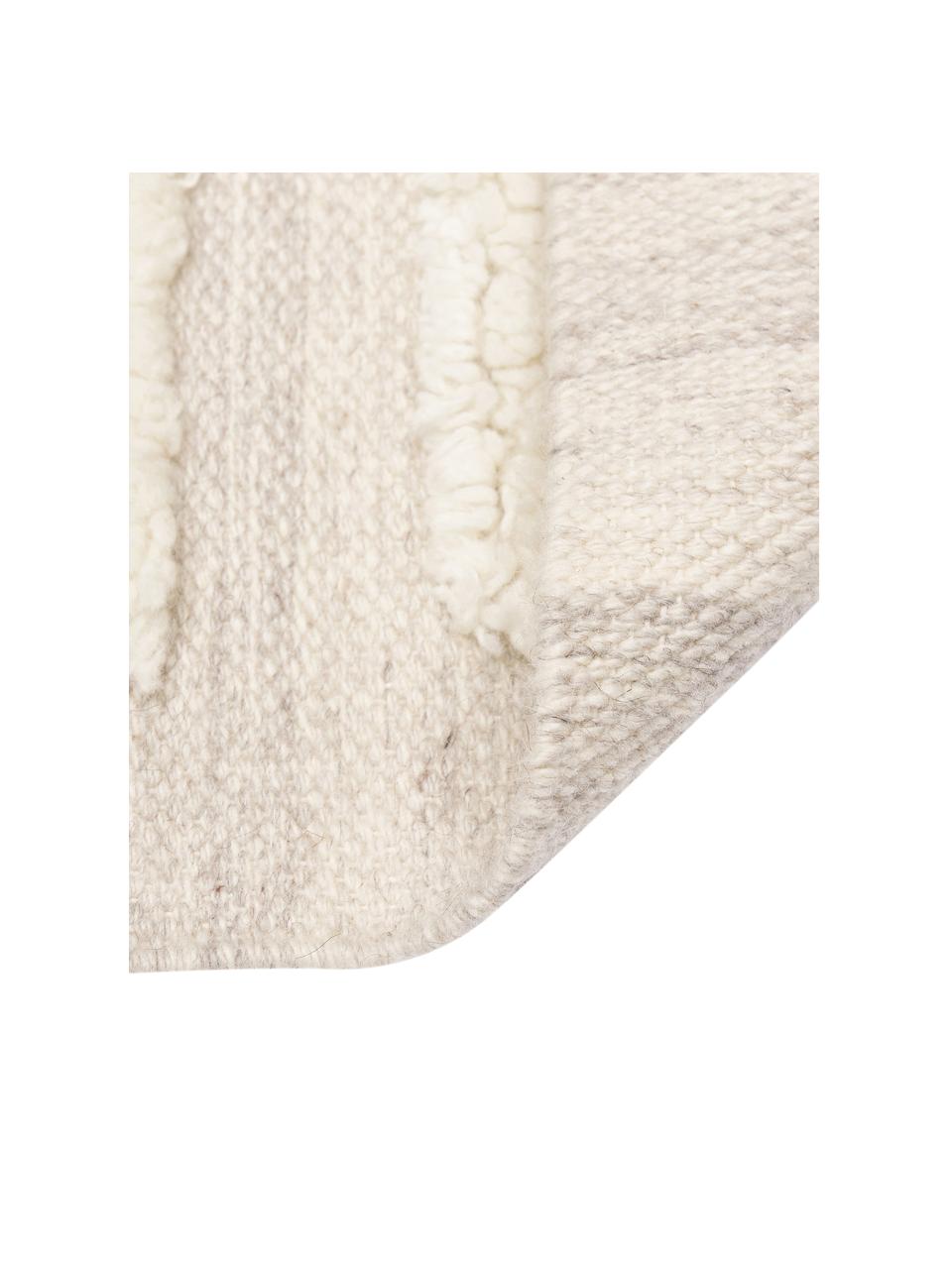 Handgewebter Wollteppich Anica mit Hoch-Tief-Effekt, Taupe, Beige, B 80 x L 150 cm (Größe XS)