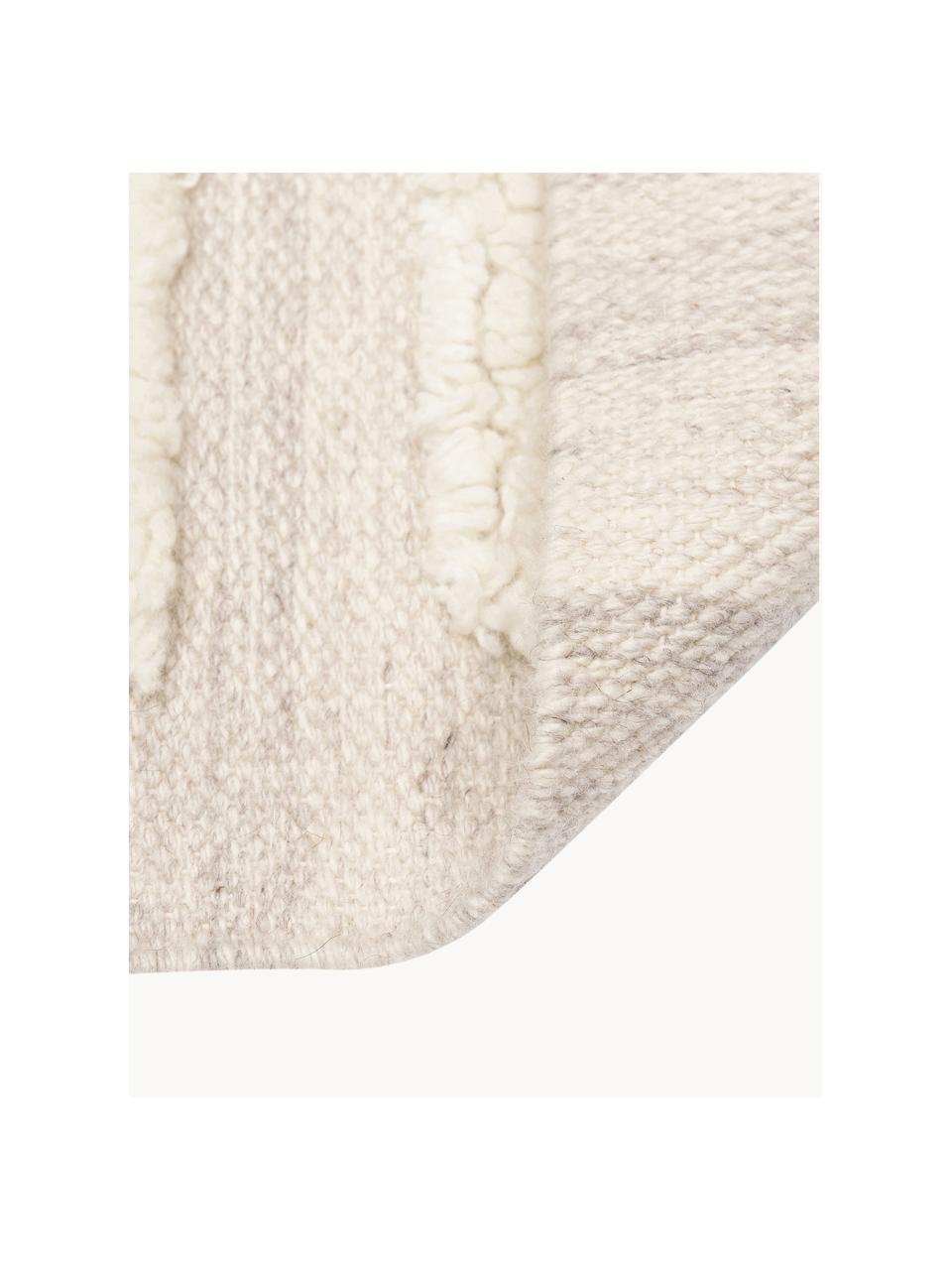 Ručne tkaný vlnený koberec s reliéfnym efektom Anica, Sivobéžová, béžová, Š 80 x D 150 cm (veľkosť XS)