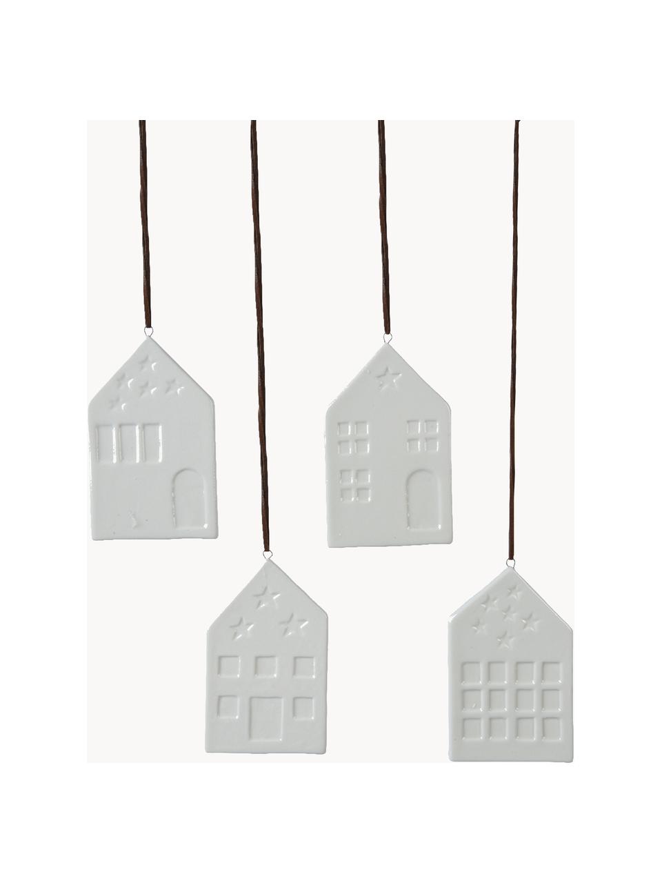Adornos navideños de porcelana Starry Night, 4 uds., Porcelana, Blanco, An 7 x Al 11 cm