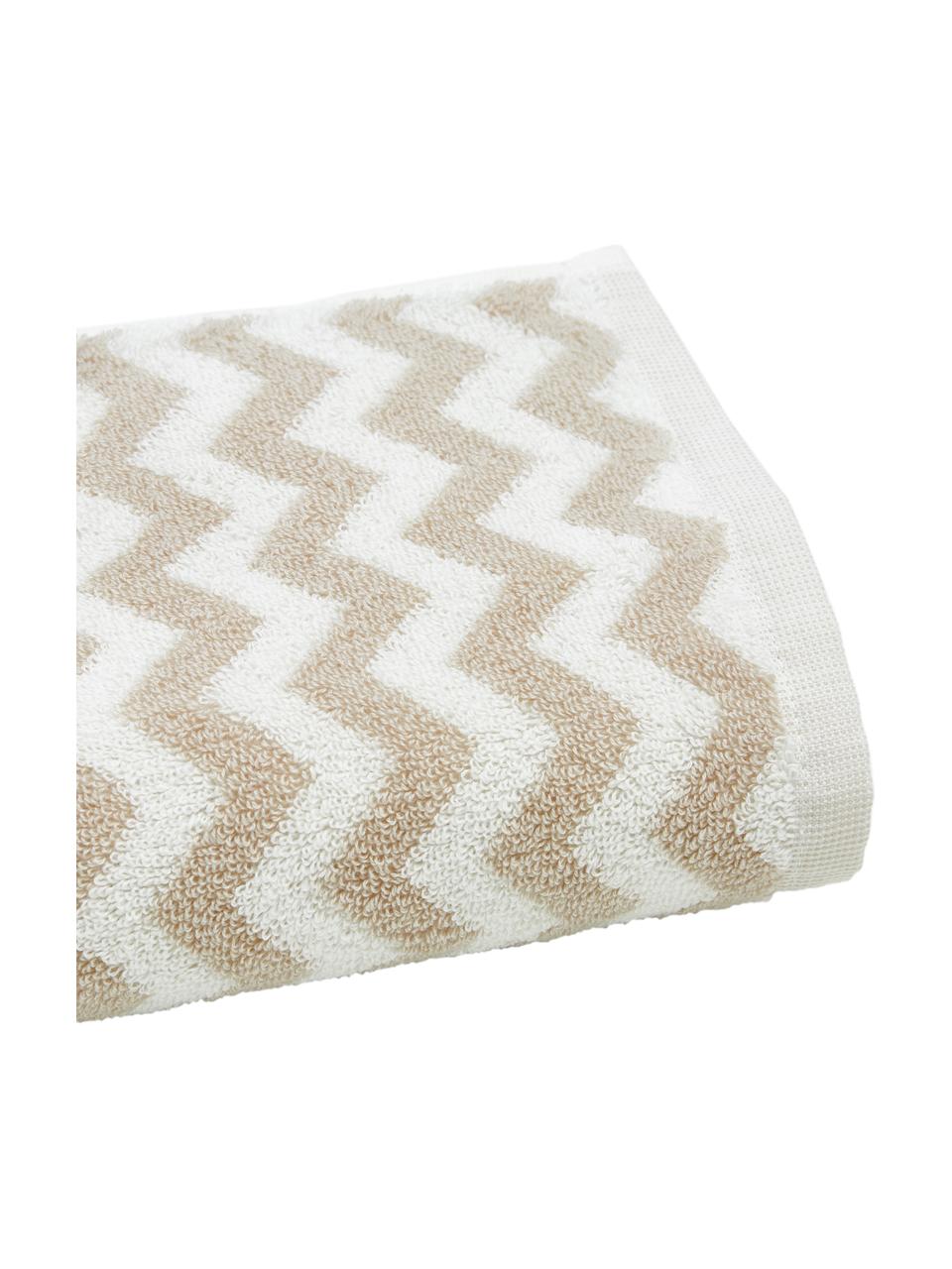 Asciugamano con motivo a zigzag Liv, Bianco crema & sabbia, fantasia, Asciugamano, Larg. 50 x Lung. 100 cm, 2 pz