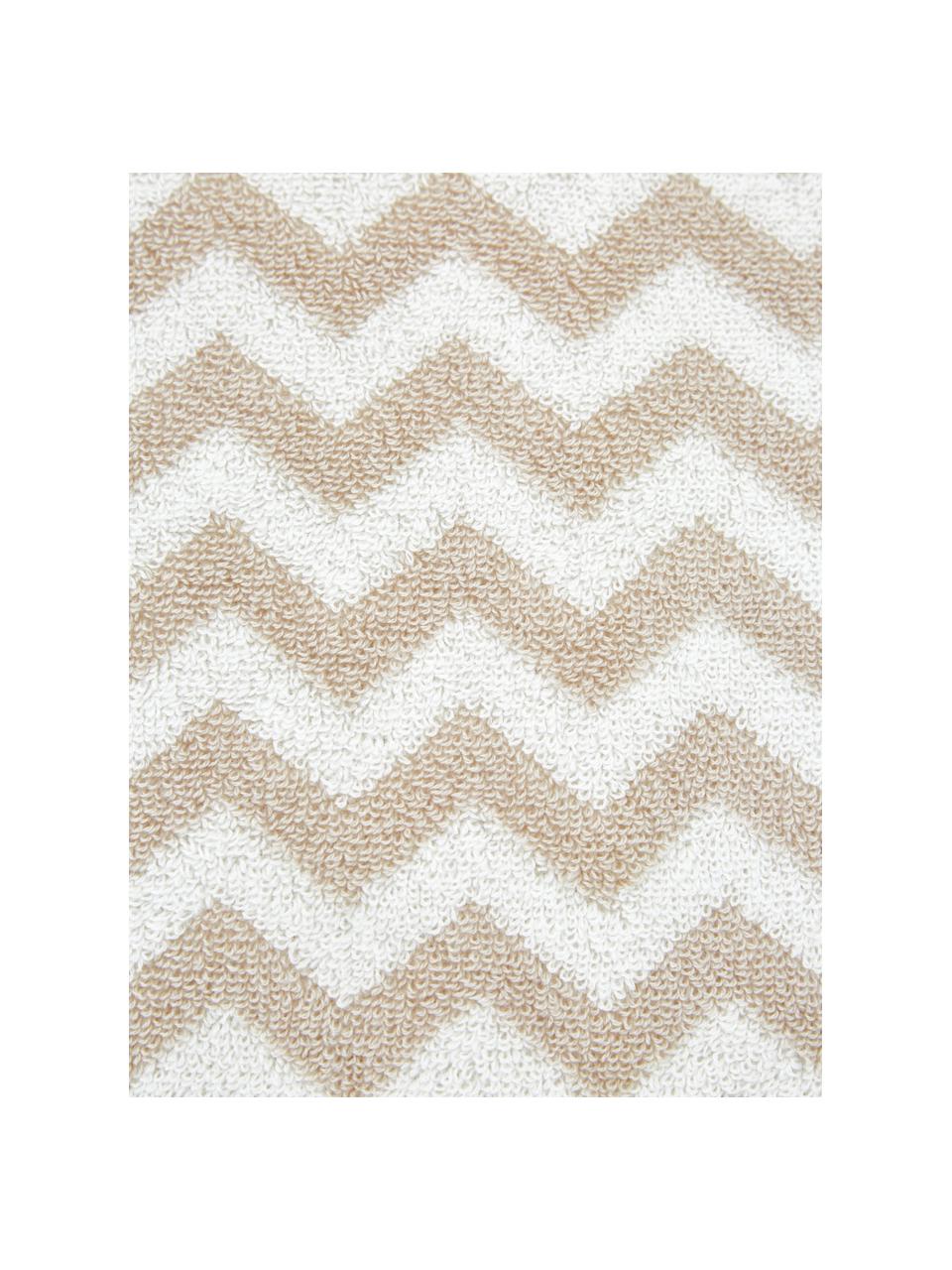 Toalla en zigzag Liv, Blanco crema y arena estampado, Toalla manos, An 50 x L 100 cm, 2 uds.