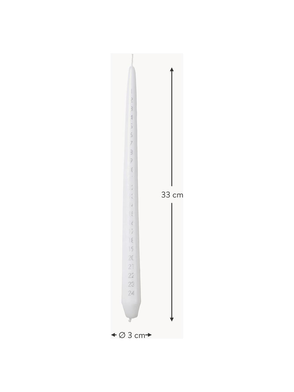 Adventní svíčka Taper, Parafín, Bílá, stříbrná, Ø 3 cm, V 33 cm