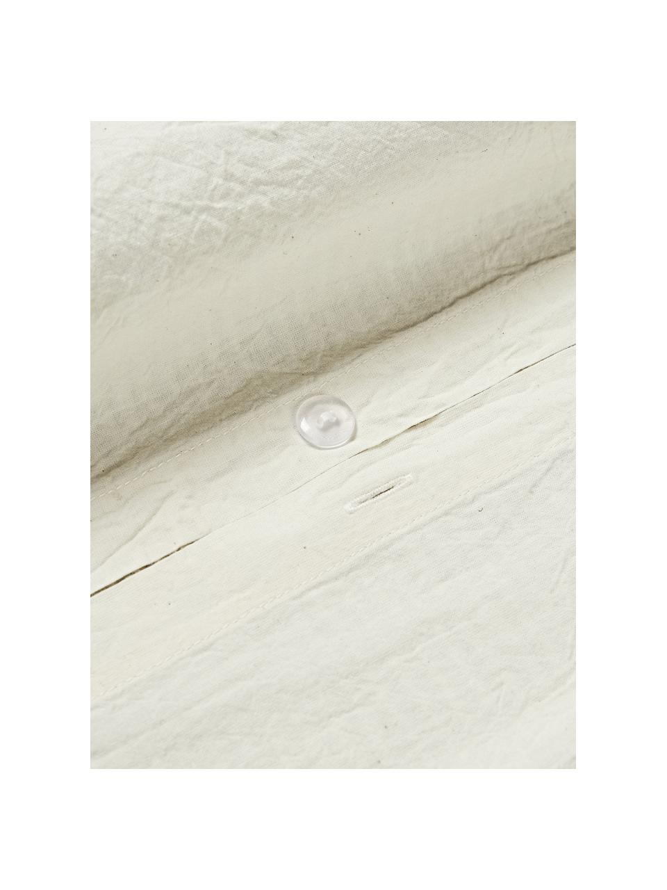 Taie d'oreiller en tissu gaufré Clemente, Vert olive, blanc cassé, larg. 50 x long. 70 cm