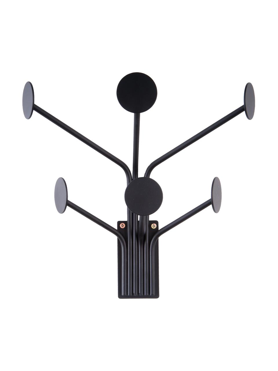 Wieszak ścienny z metalu Wall Dots, Stal malowana proszkowo, Czarny, S 27 x W 27 cm