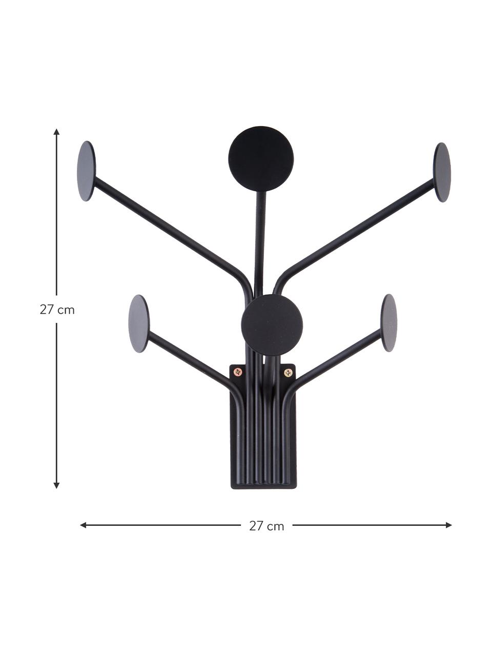 Porte-manteau en métal Dots, Acier, revêtement par poudre, Noir, larg. 27 x haut. 27 cm