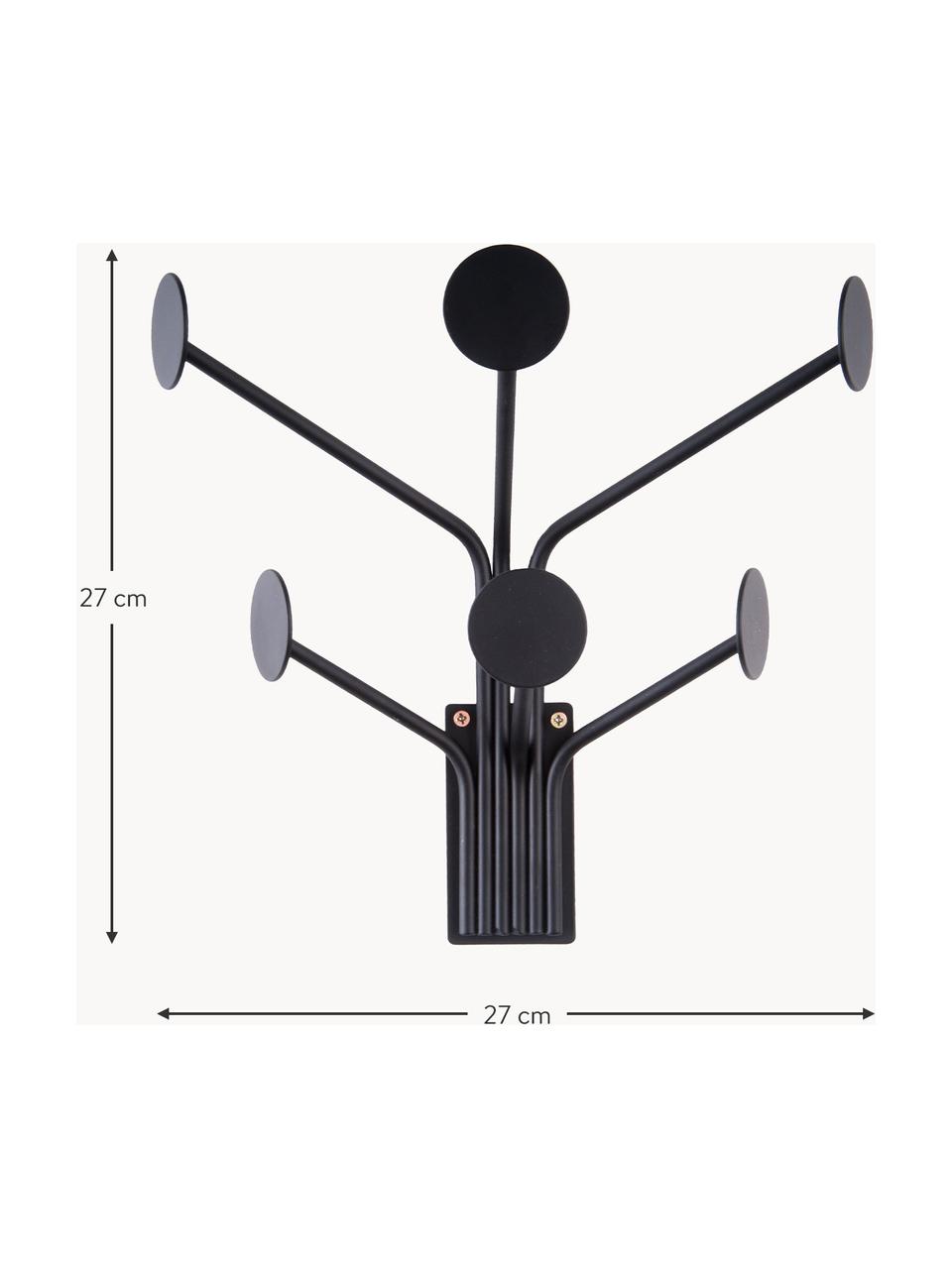 Nástenný kovový vešiak Dots, Oceľ s práškovým náterom, Čierna, Š 27 x V 27 cm