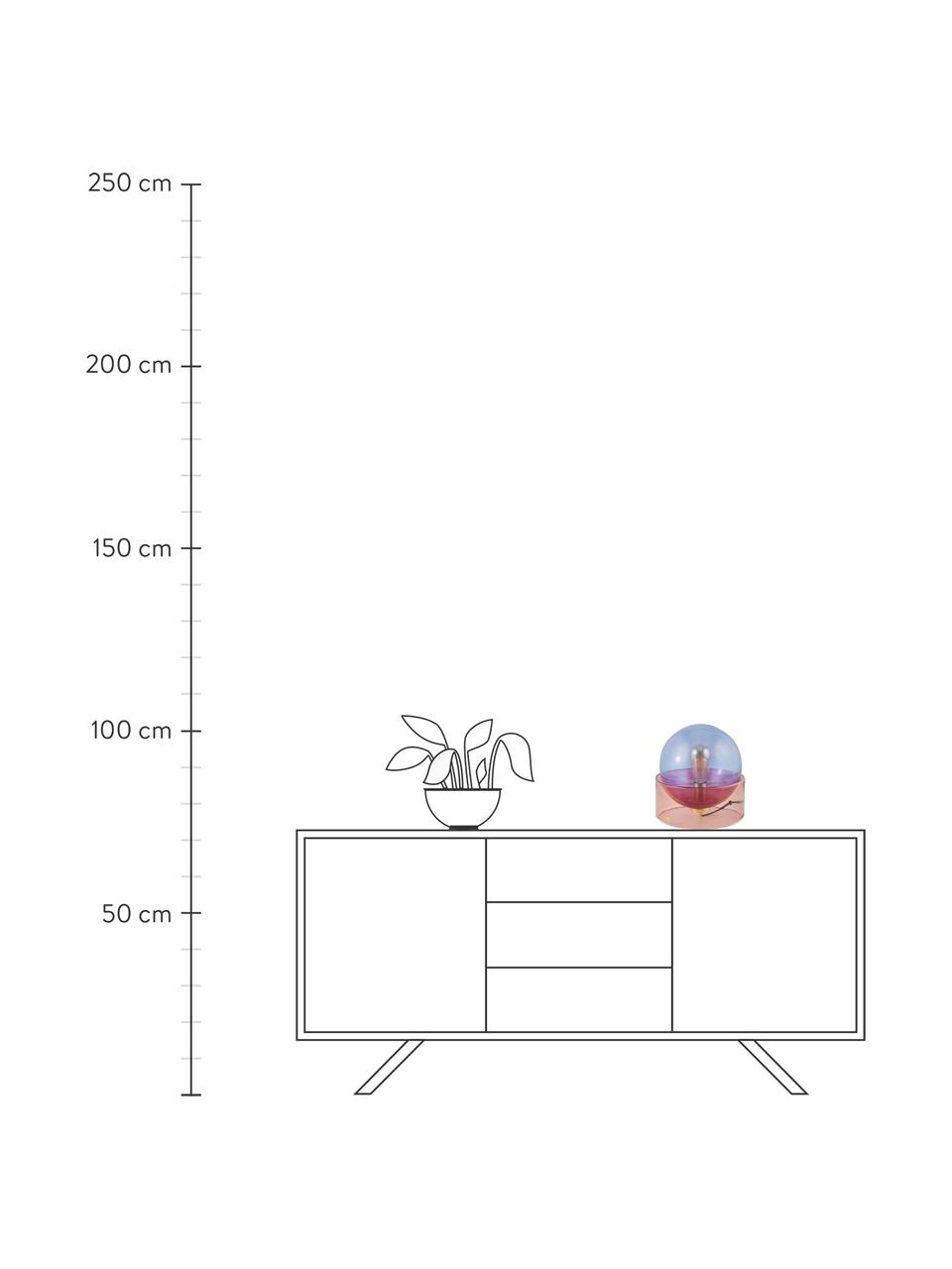 Lampada da tavolo in vetro colorato Glondy, Paralume: vetro, Base della lampada: vetro, Blu, rosa, Ø 27 x Alt. 29 cm