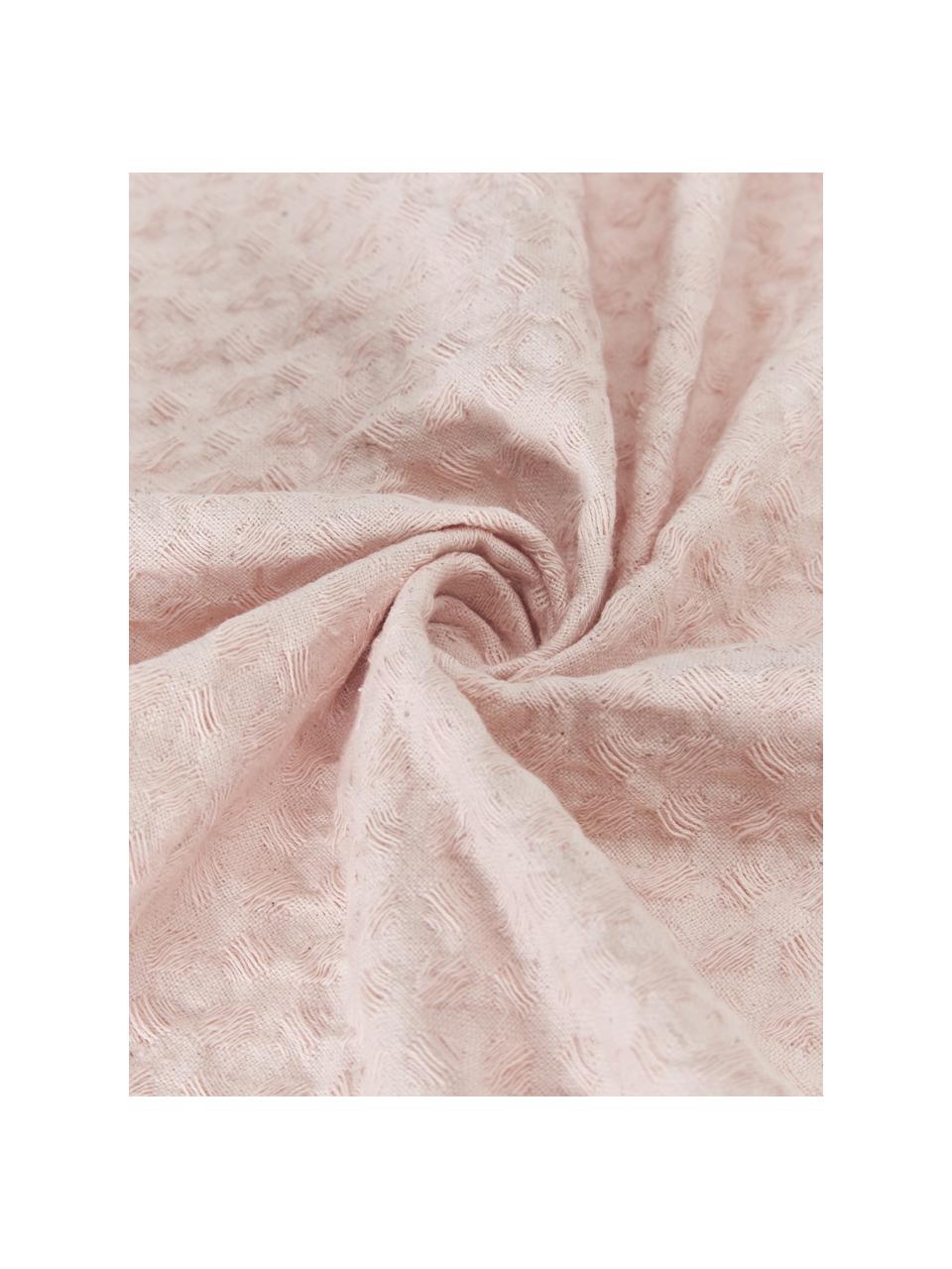 Manta estructura gofre Gopher, 100% algodón, Rosa pálido, An 125 x L 150 cm