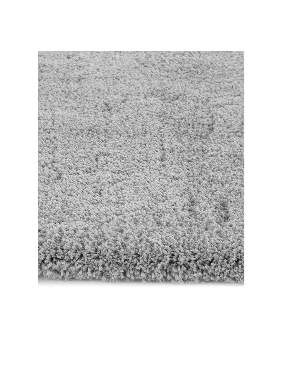 Pluizig hoogpolig vloerkleed Leighton in grijs, Bovenzijde: microvezels (100% polyest, Onderzijde: 70% polyester, 30% katoen, Grijs, B 160 x L 230 cm (maat M)