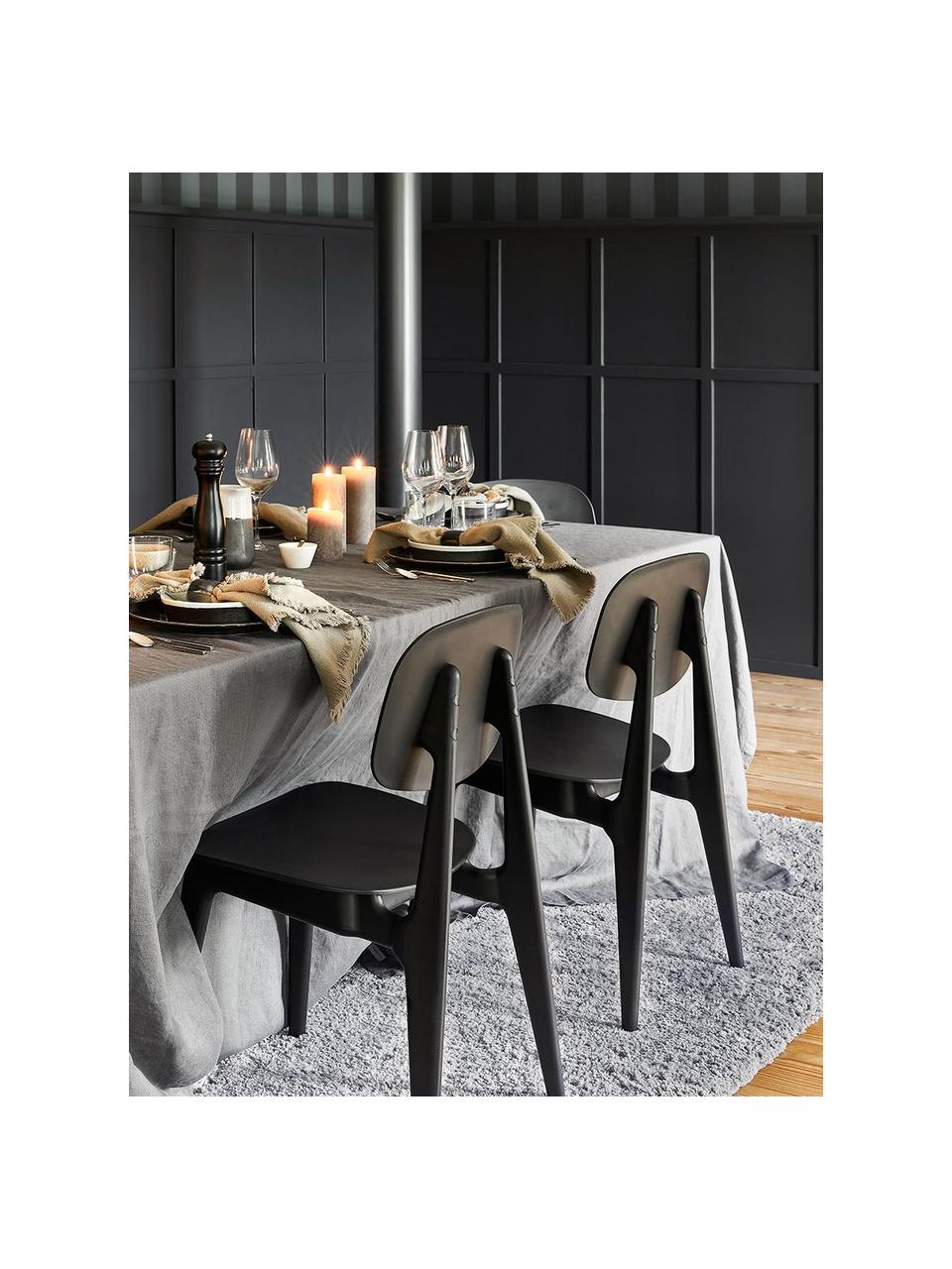 Pluizig hoogpolig vloerkleed Leighton, Bovenzijde: microvezels (100% polyest, Onderzijde: 70% polyester, 30% katoen, Grijs, B 80 x L 150 cm (maat XS)