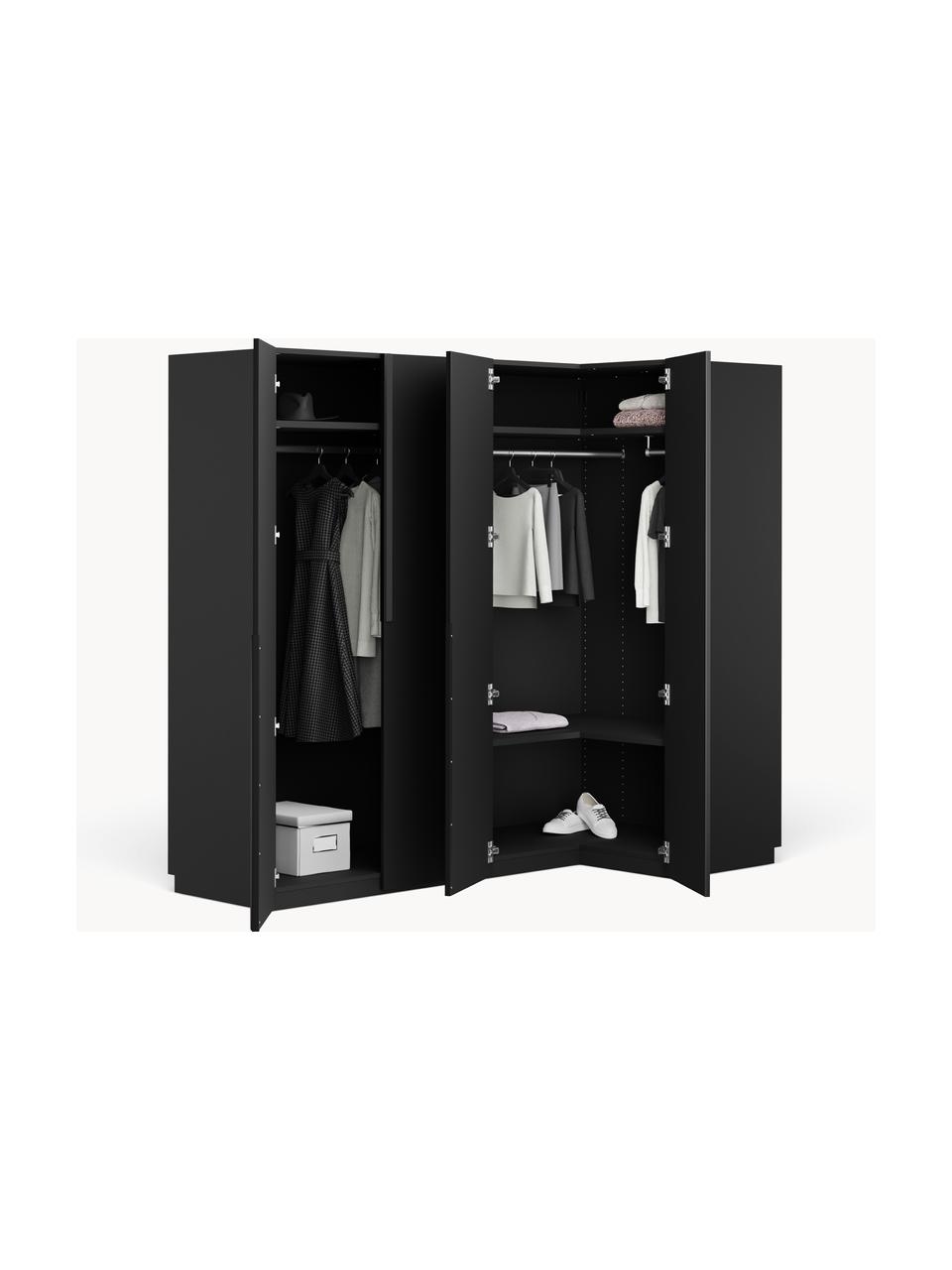 Armoire d'angle modulaire Leon, larg. 215 cm, plusieurs variantes, Noir, Basic Interior : larg. 215 x haut. 200 cm, avec module d'angle