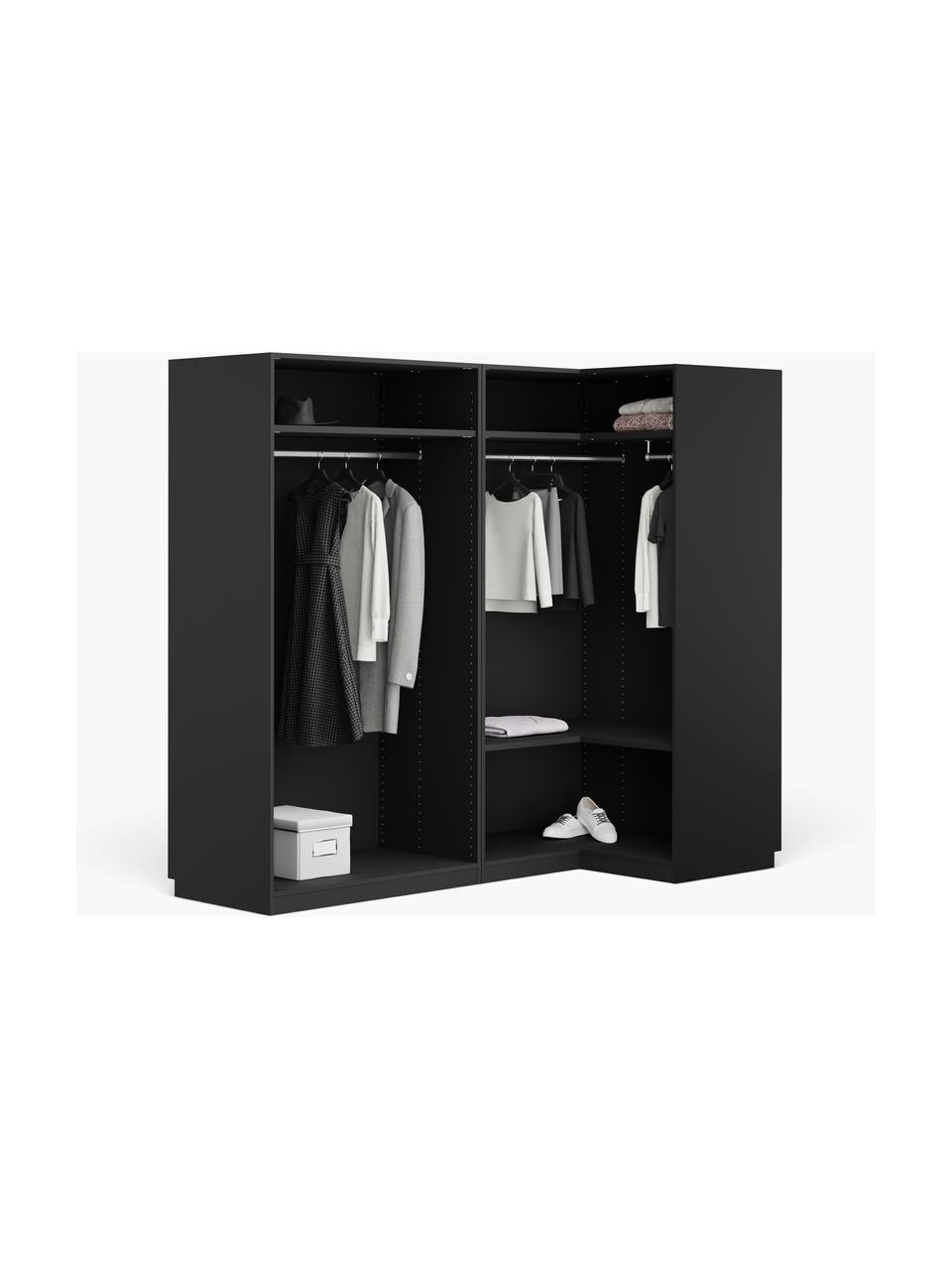 Armoire d'angle modulaire Leon, larg. 215 cm, plusieurs variantes, Noir, Basic Interior : larg. 215 x haut. 200 cm, avec module d'angle